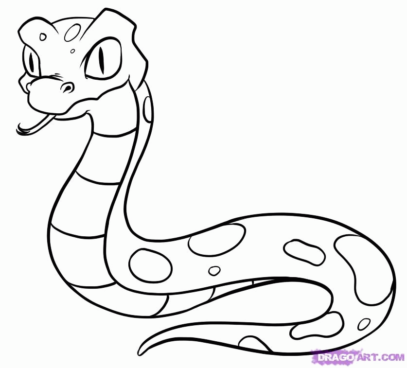 How to Draw a Cartoon Snake, Step by Step, Cartoon Animals