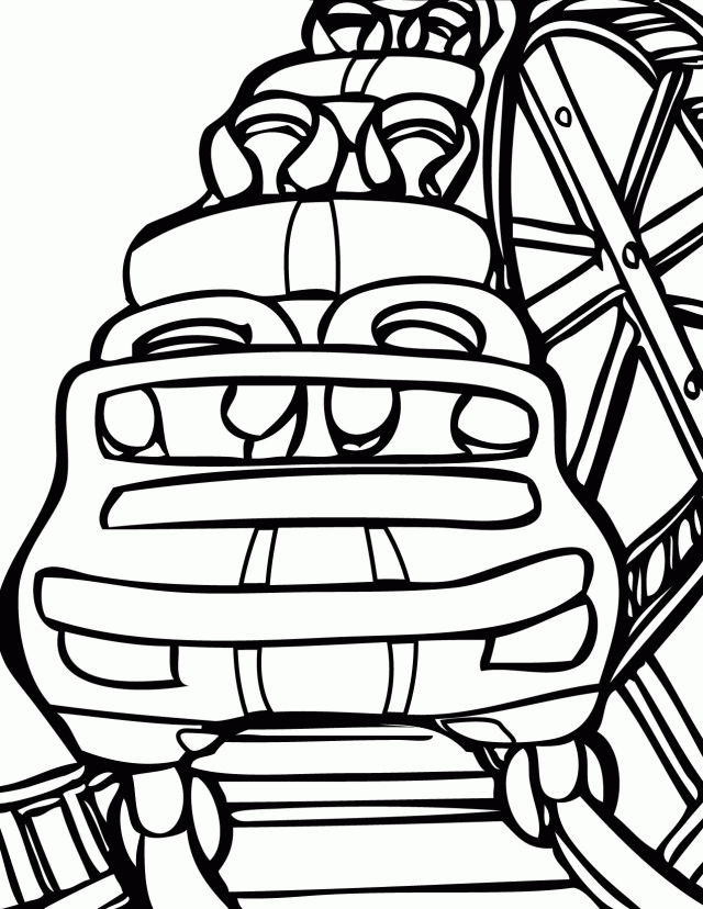 Rollercoaster Coloring Page Handipoints 94608 Amusement Park