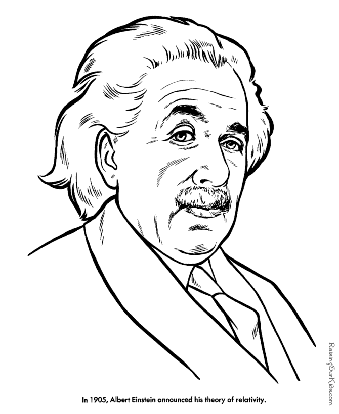Albert Einstein - American history people coloring pages 081