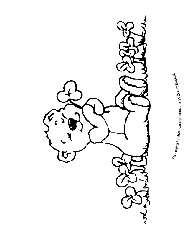 Clover Bear - Free Coloring Pages for Kids - Printable Colouring