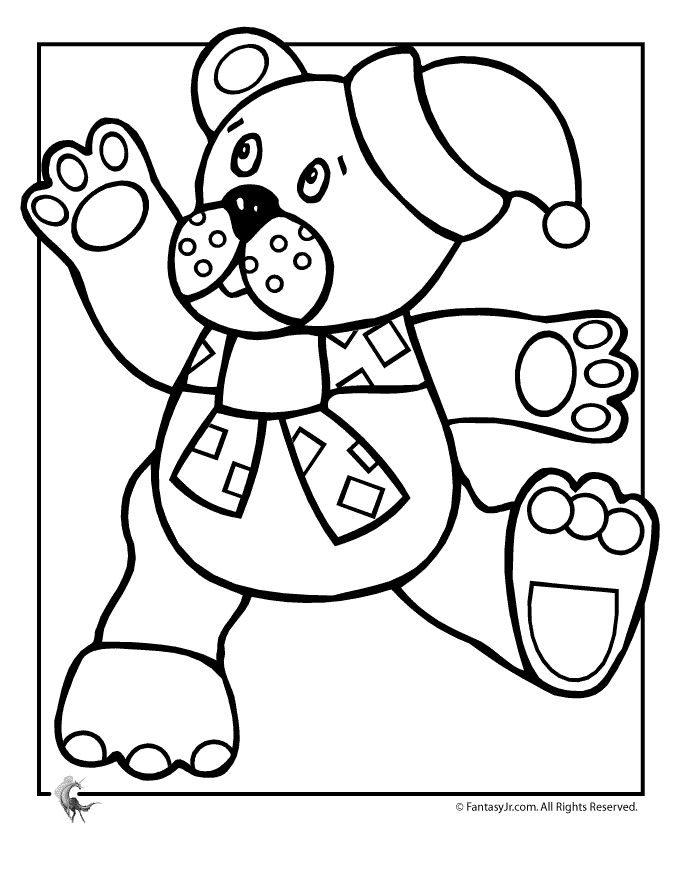 Fantasy Jr. | Christmas Teddy Bear Coloring Page