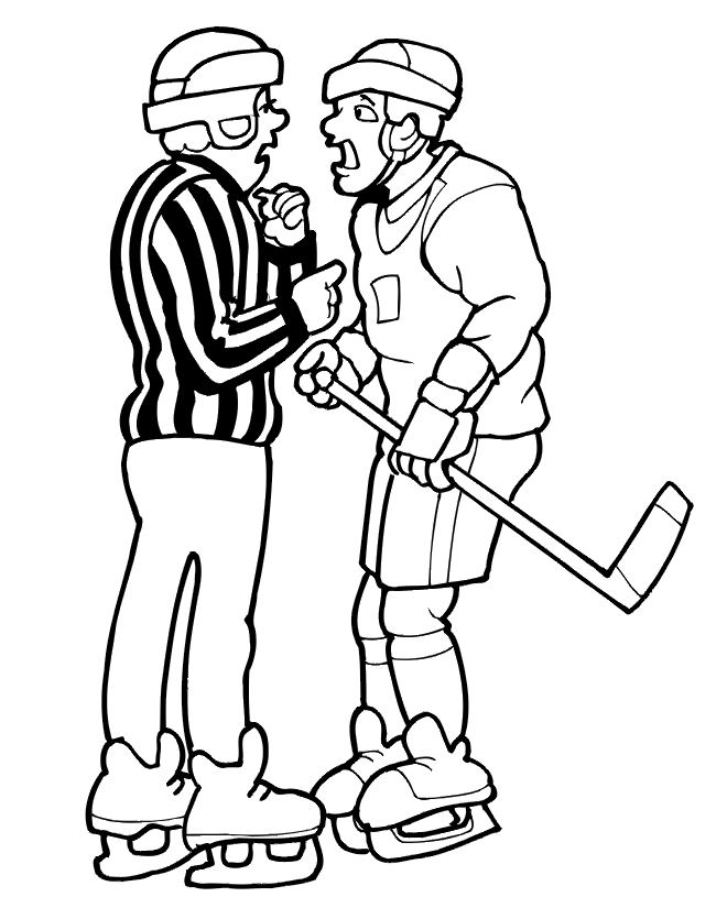 Hockey Coloring Page | Player Arguing With The Referee