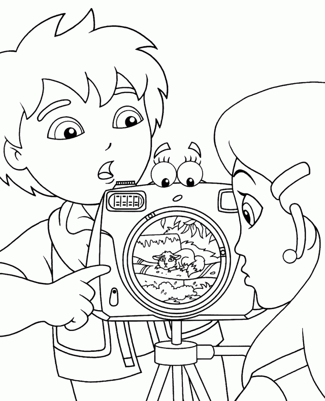 Go Diego Coloring Pages For Kids With Camera Printable Free 281091