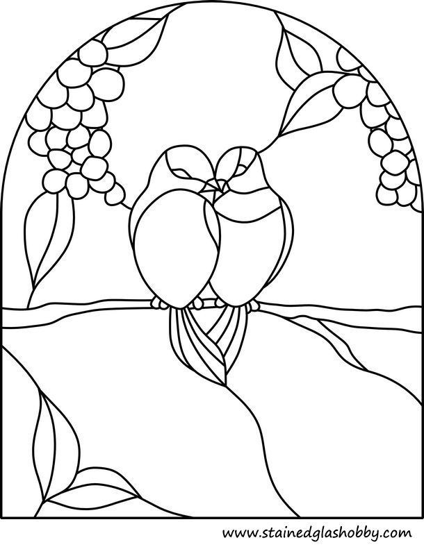 download stained glass | Coloring Pages/ LineArt Birds