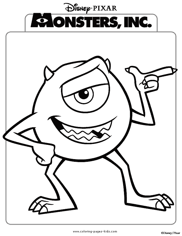 Monsters inc coloring pages. Free printable Disney coloring sheets