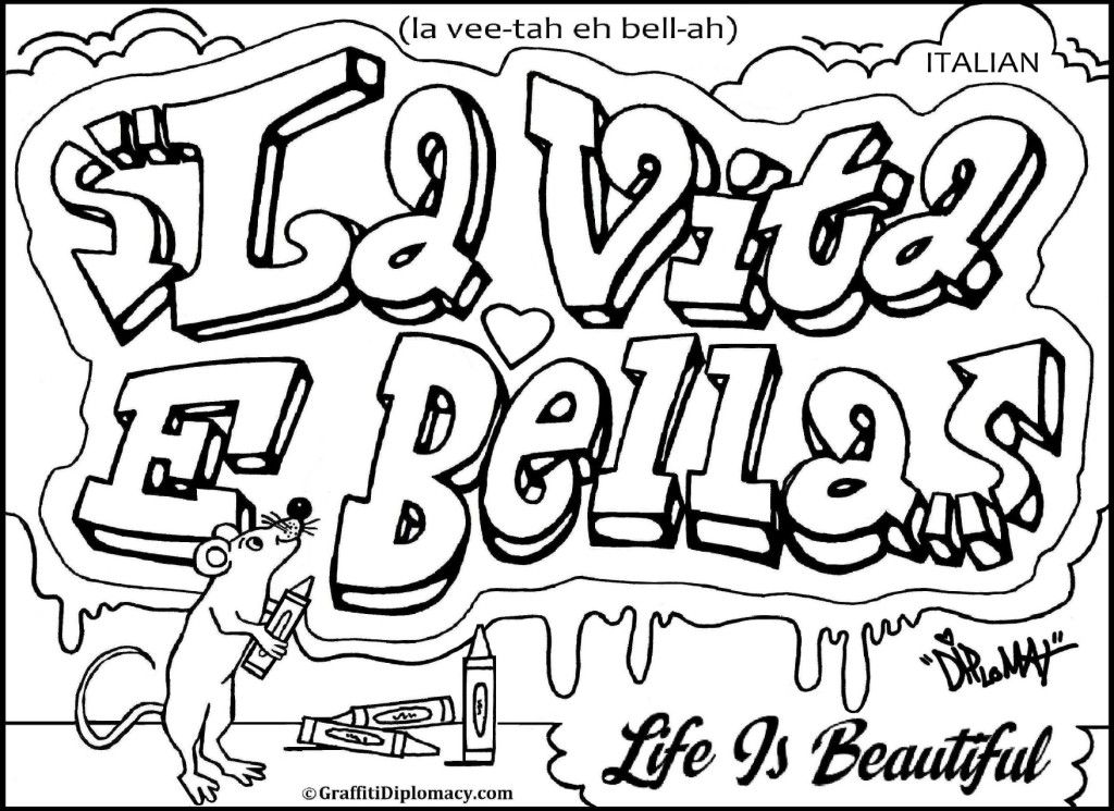 Graffiti read Colouring Pages