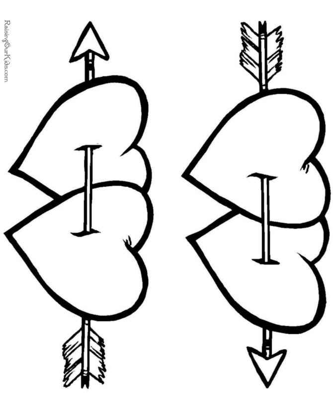 Arrow Hearts Coloring Pages for Love