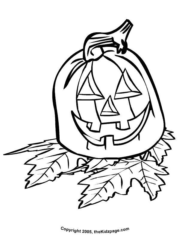 Jackolantern with Leaves - Free Coloring Pages for Kids