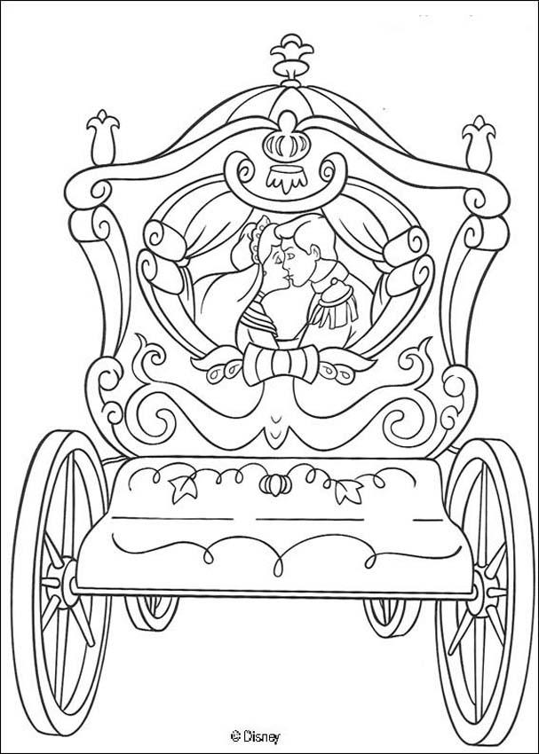 Cinderella coloring book pages - Prince kiss