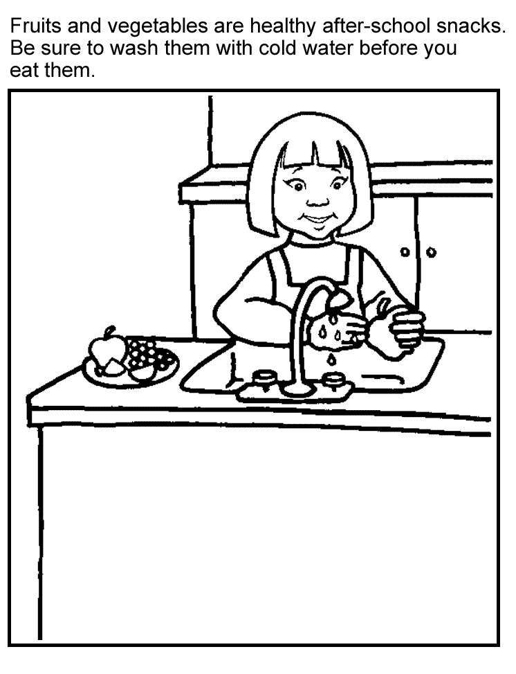 Washing Fruit And Vegetables Coloring Pages Free: Washing Fruit