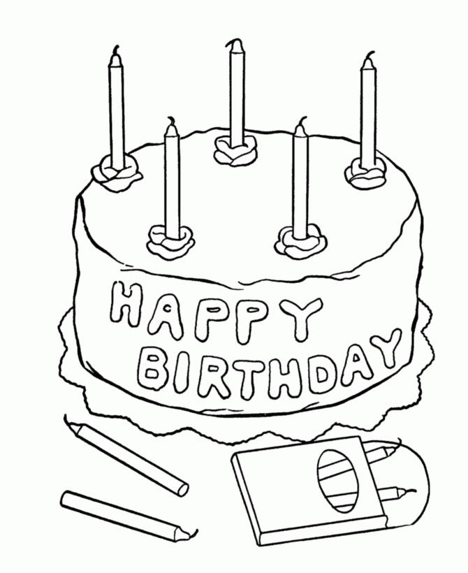 birthday cake 6 candles Colouring Pages