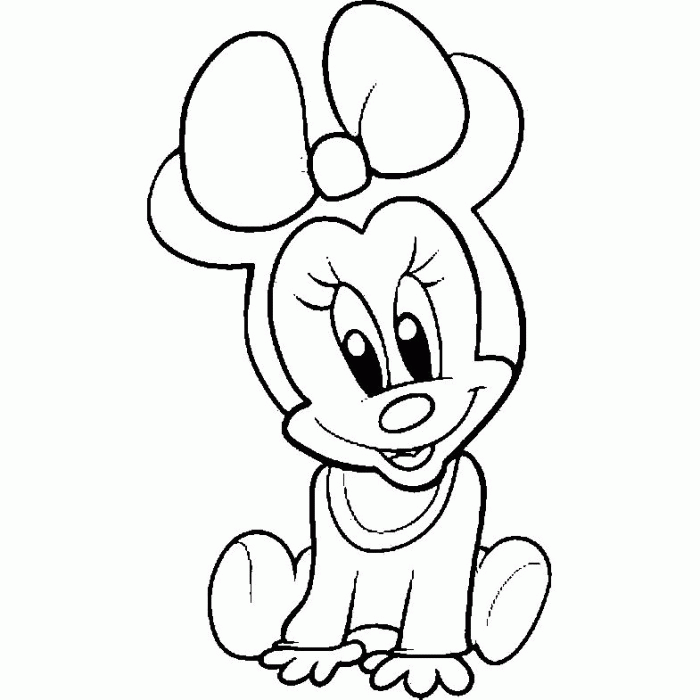Baby Minnie and Teddy Coloring Page - Disney Coloring Pages on