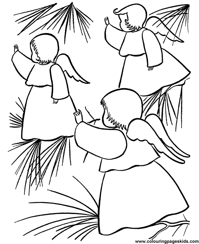 Free printable Christmas coloring sheets - Tree Angels for kids to