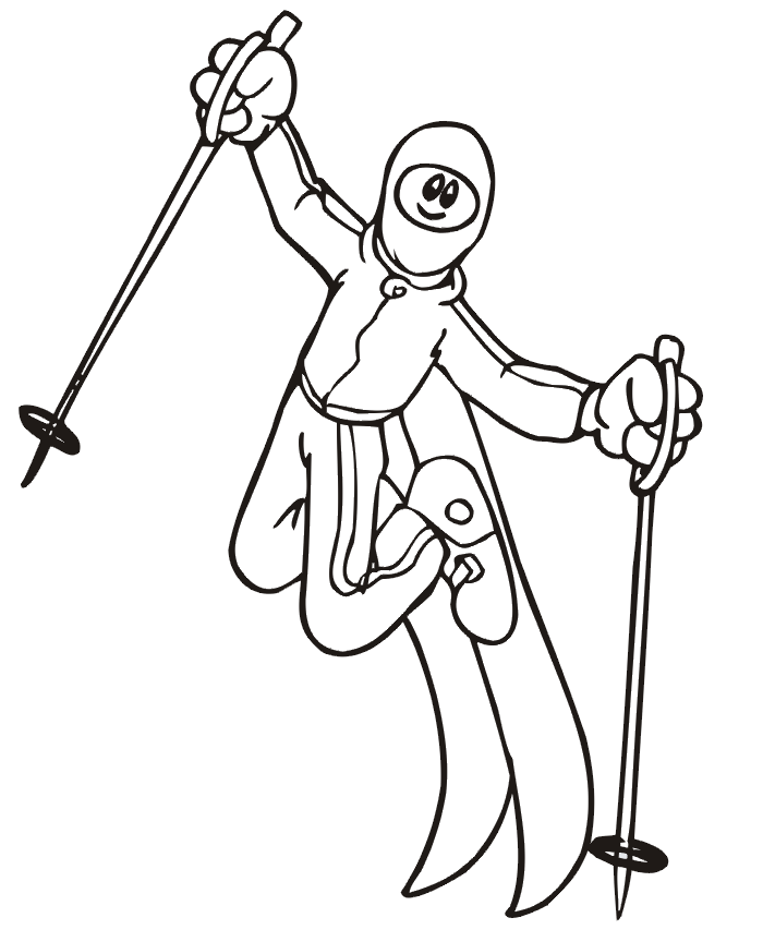 Winter Olympics Coloring Page | Freestyle Skiing Trick 1