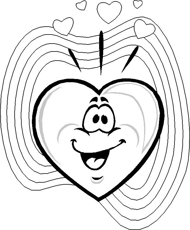 smiley face with love heart eyes coloring page of kids - Coloring