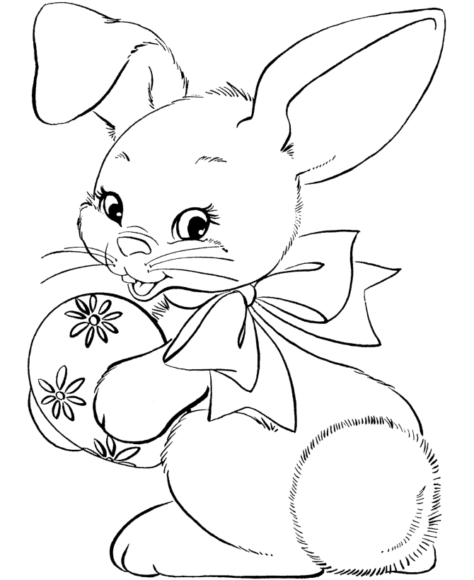 Print Easter Bunny Hold Easter Egg Coloring Page or Download