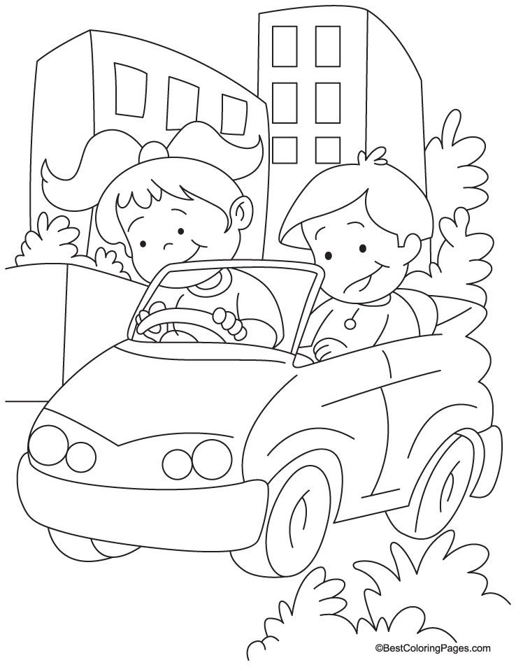 Lets go for a long drive in my car coloring page | Download Free