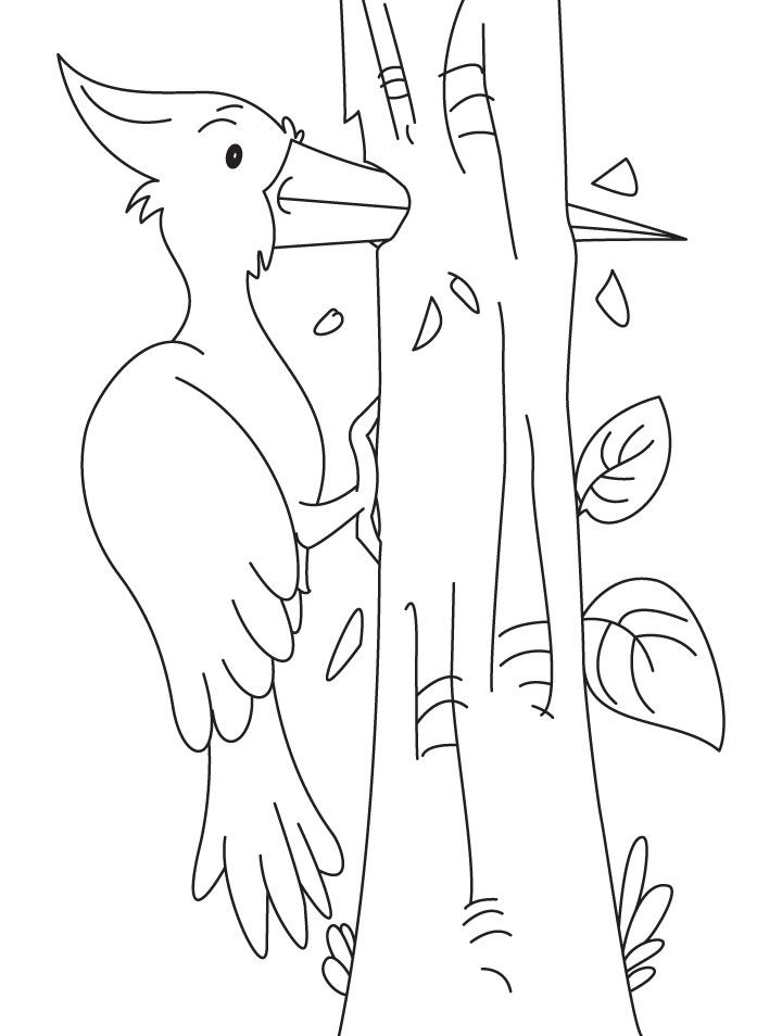 Powerful woodpecker coloring pages | Download Free Powerful