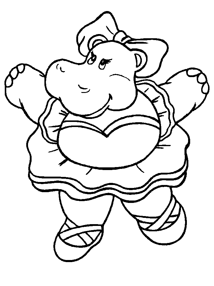 Coloring & Activity Pages: Hippo Ballerina Coloring Page