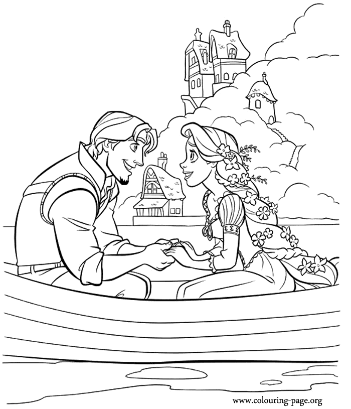Tangled - Flynn Rider and Rapunzel coloring page