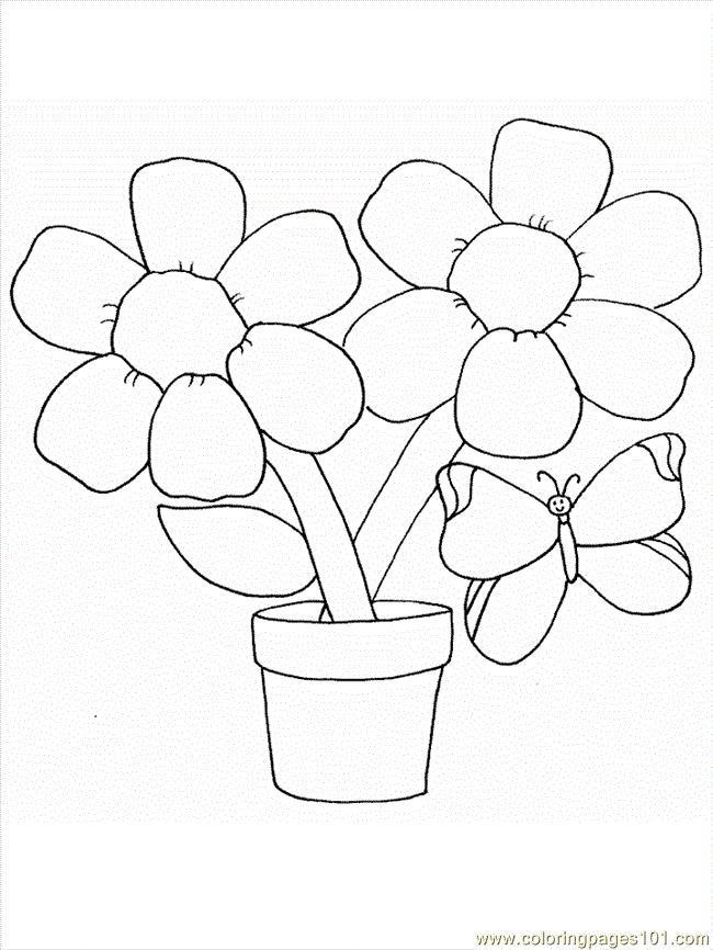 Coloring Pages Flowers with Animals (Cartoons > Flowers with