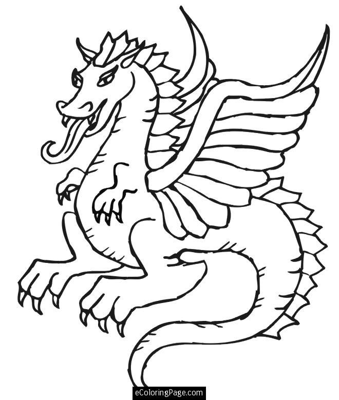 Dragon Flying Coloring Page Printable for Kids | eColoringPage.com