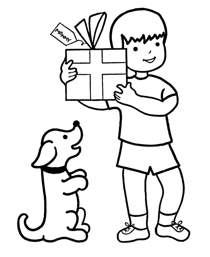 Christmas Presents Coloring Page Big Present With A Bow
