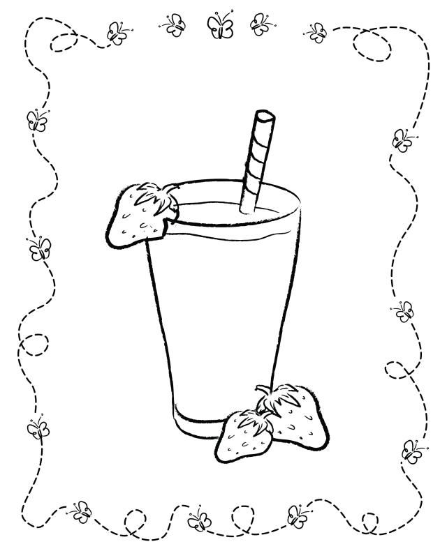 Strawberry Milkshake - Free Printable Coloring Pages