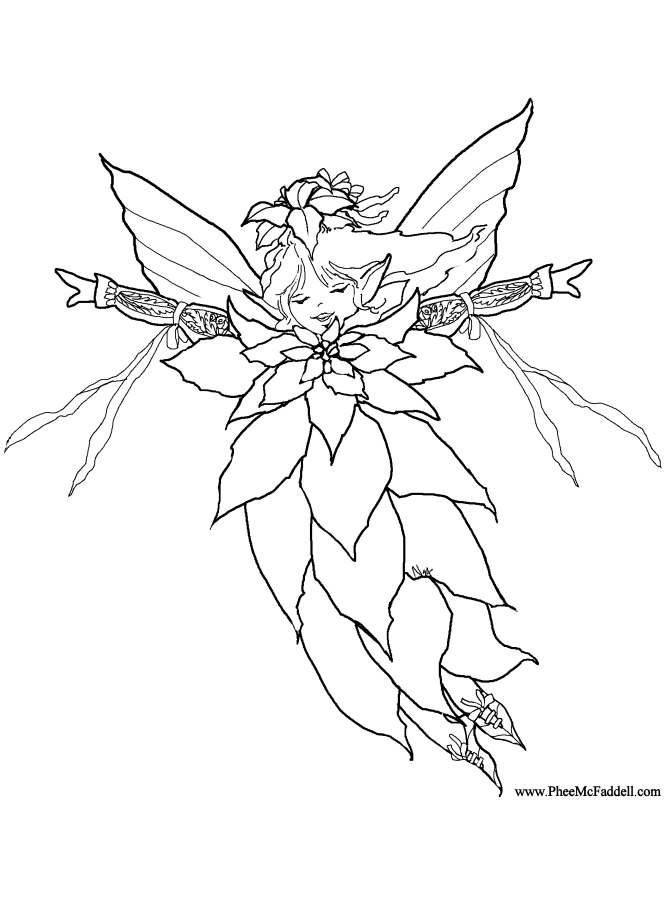 Poinsettia Fairy Coloring Page