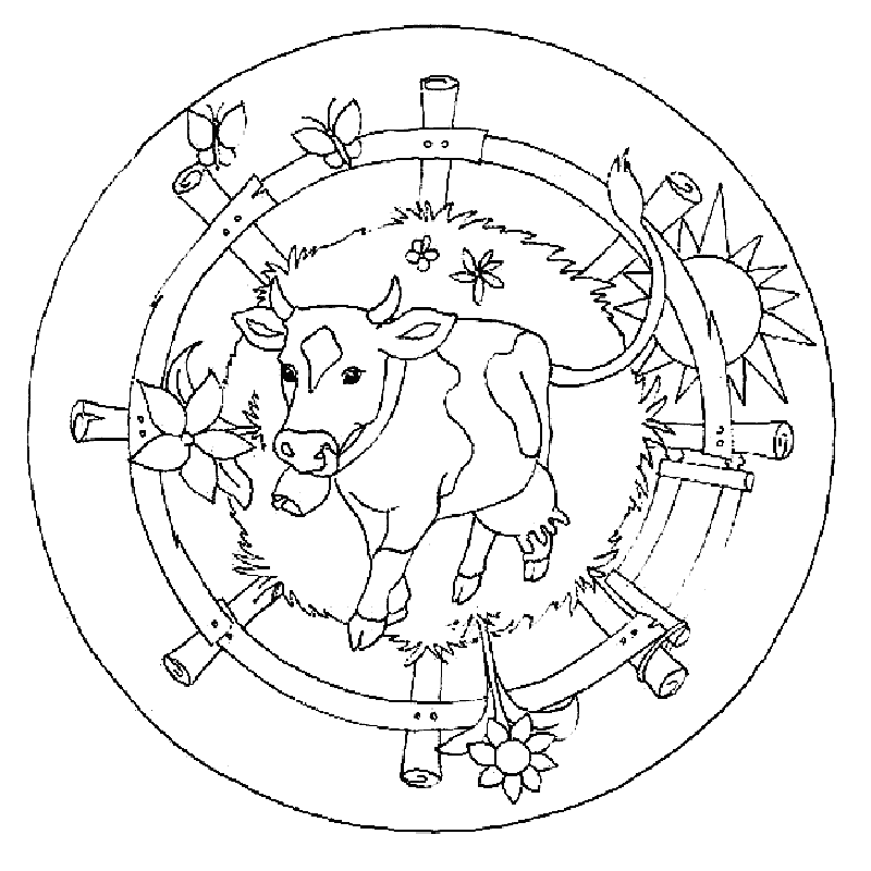 Download Cow In The Farm Mandala Coloring Pages Or Print Cow In