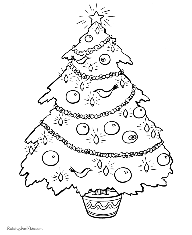 Christmas Tree Coloring Pages – 002vSanta Coloring Pages Free