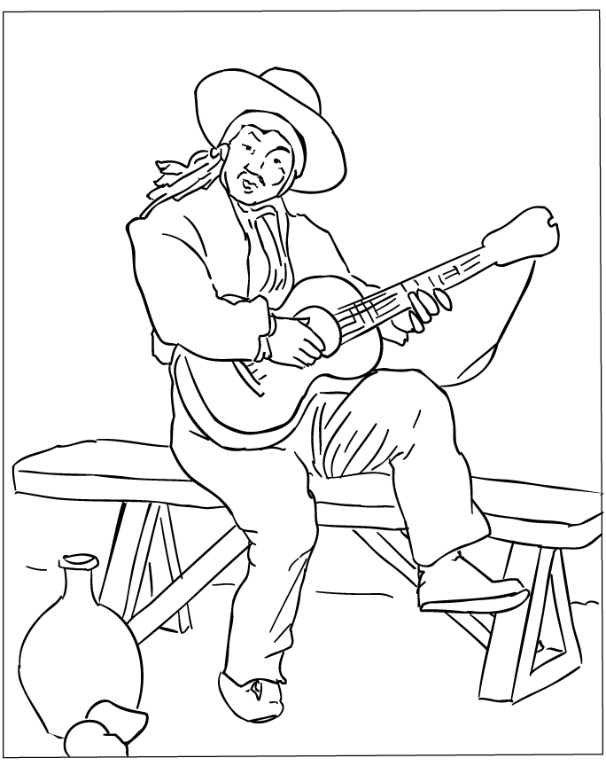 spanish guitar Colouring Pages