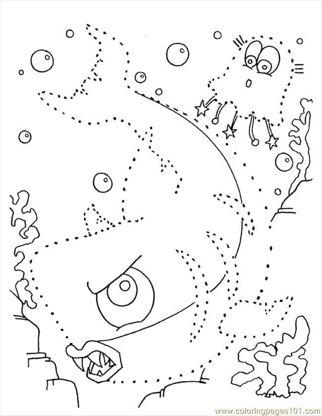 shark dot to dot Colouring Pages