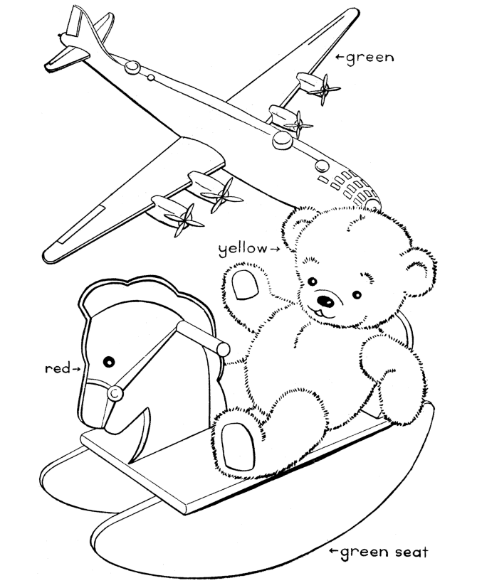 BlueBonkers: Teddy Bear Coloring Page Sheets - Teddy Bear and toys