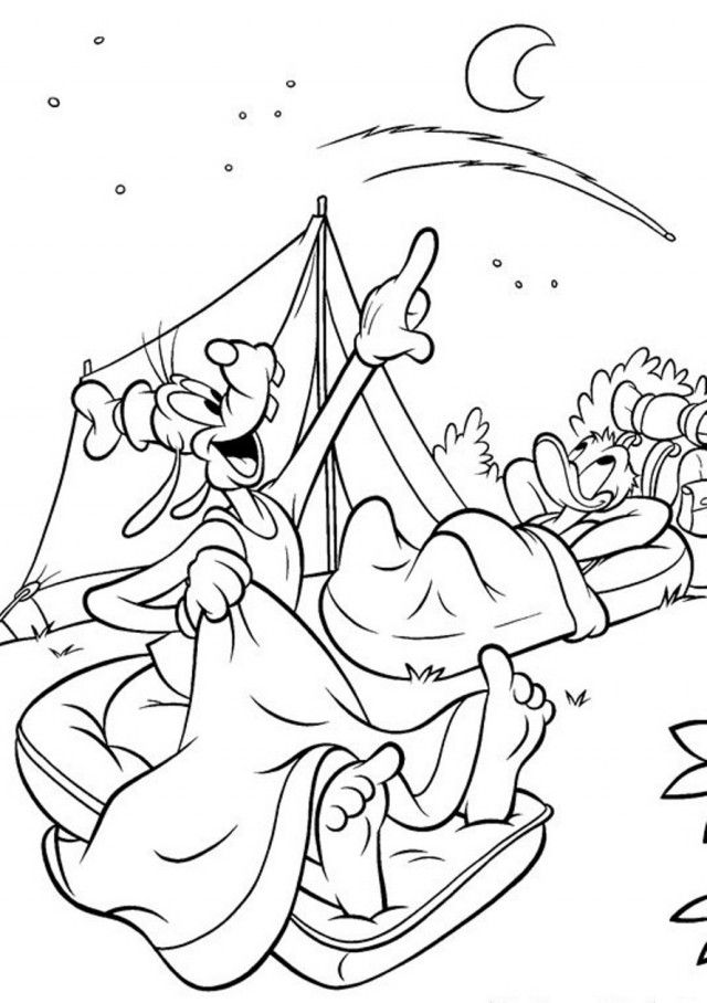 Download Goofy Coloring Pages Camping With Donald Duck Or Print