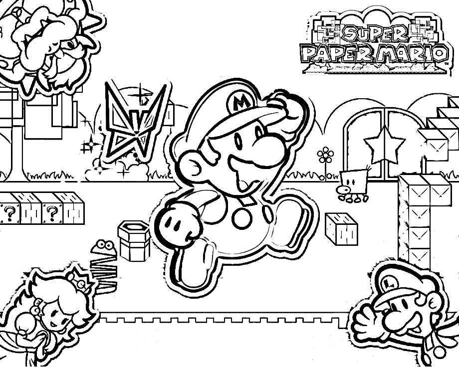 Super Mario, Luigi, Princess Peach and Bowser coloring page | Free