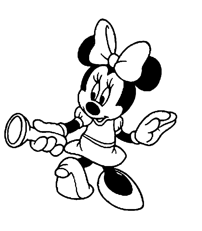 Coloring Minnie Mouse On Page Easy To Coloring Minnie Mouse On