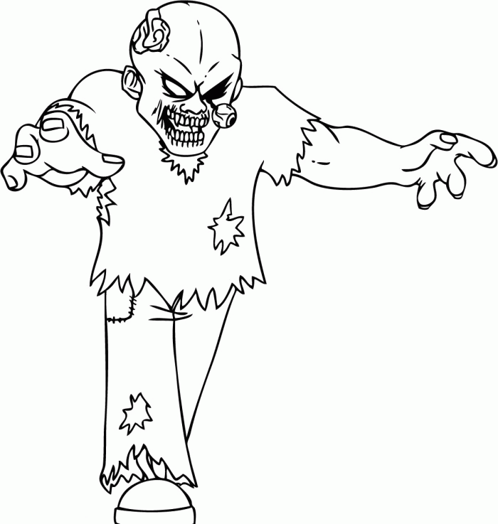 Terrible Zombie Coloring Pages - Halloween Cartoon Coloring Pages