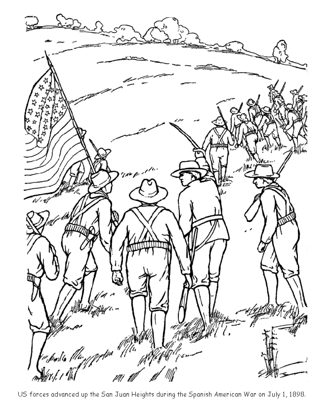 Veterans Day Coloring Pages - Spanish-American War - San Juan Hill