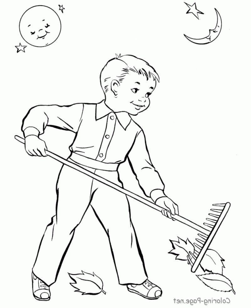 Child Clean Home Coloring Page - Kids Colouring Pages