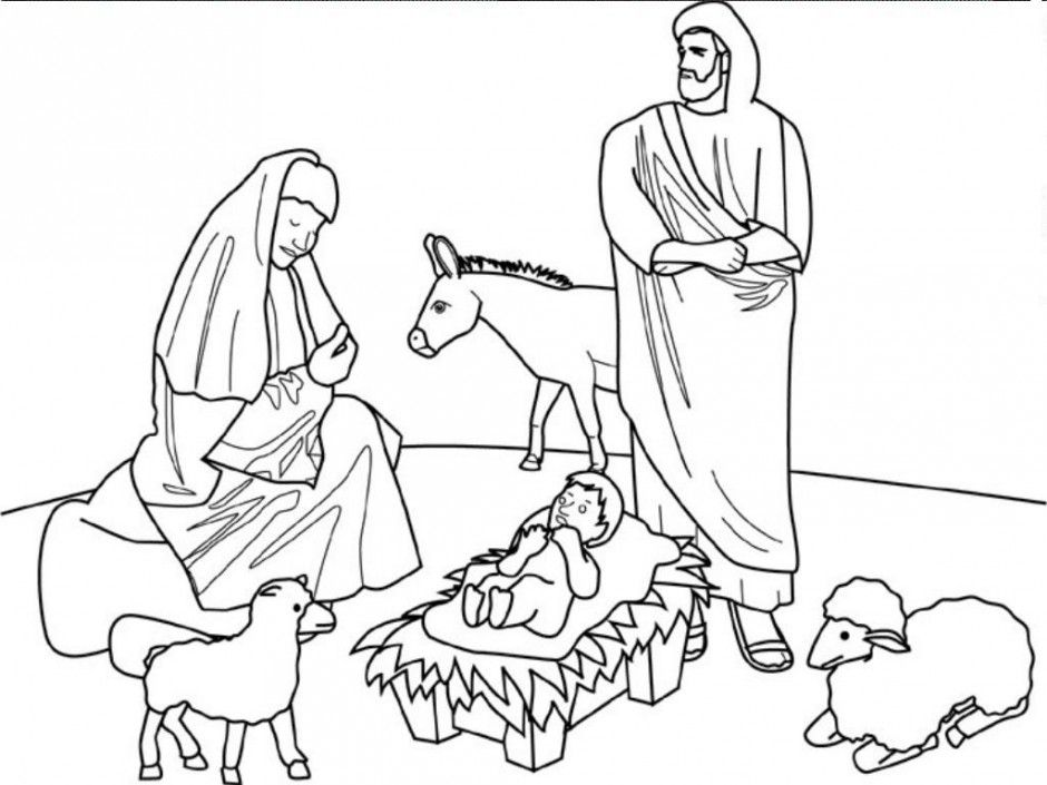 Nativity Coloring Pages For Kids : Nativity Sheep Colouring Pages