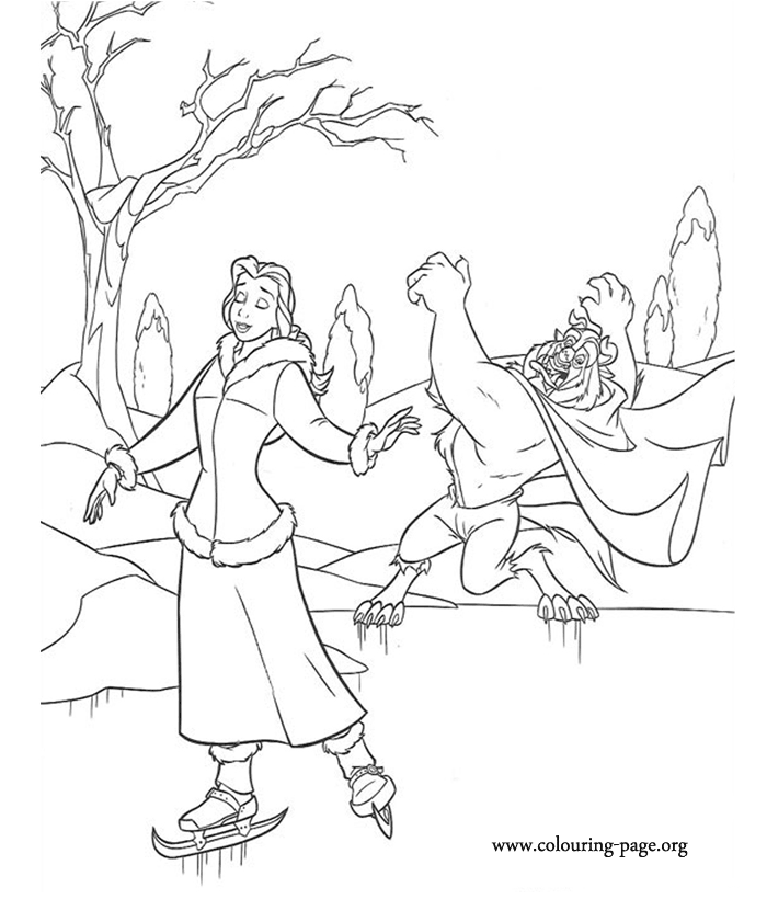 Beauty And The Beast - Beauty and The Beast Ice Skating coloring page