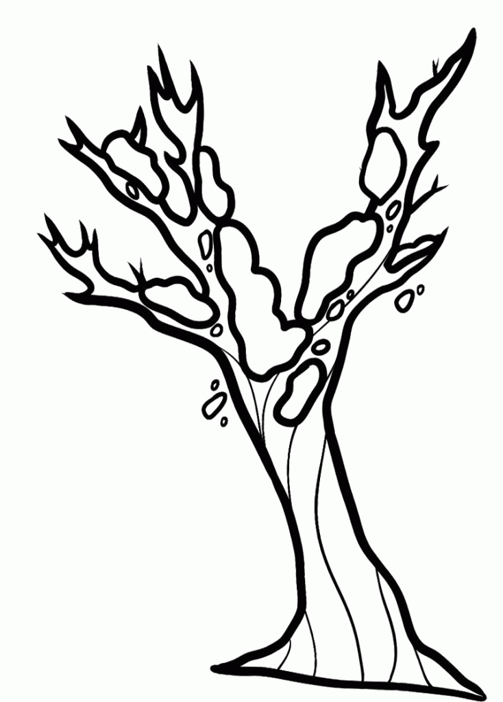 Beautiful Bare Tree Without Leave Coloring Page Best Resolutions