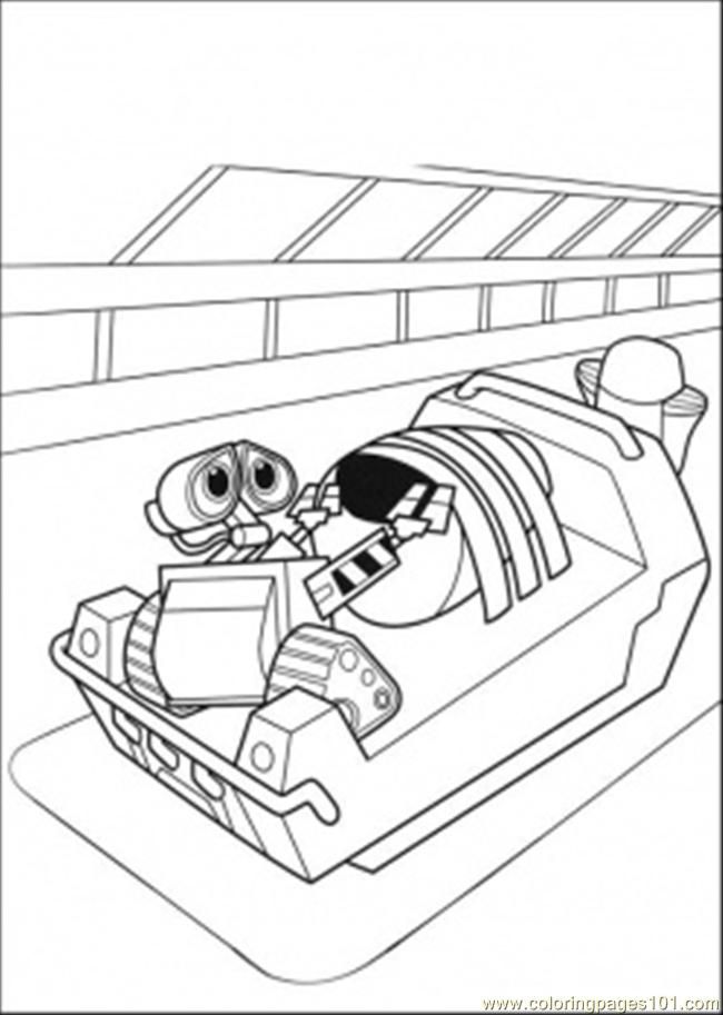 Coloring Pages Wall E Is Protecting Eva (Cartoons > Wall-E) - free