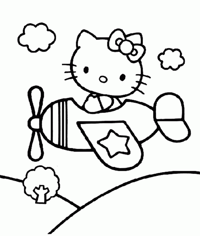 Hello kitty airplane coloring pages | Coloring Pages