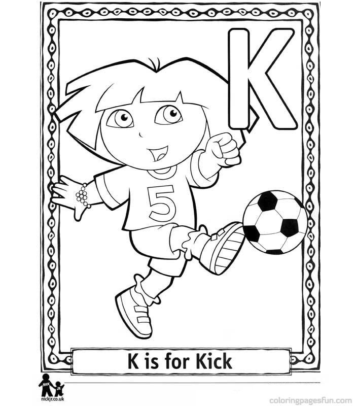 Dora the Explorer Alphabet Coloring Pages K | Free Printable