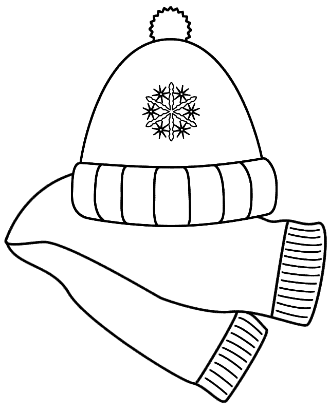 Scarf and Winter Hat - Coloring Page (