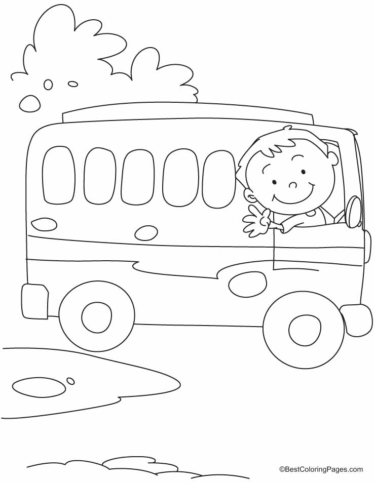 The bus driver says OK, TATA, Bye-Bye coloring pages | Download