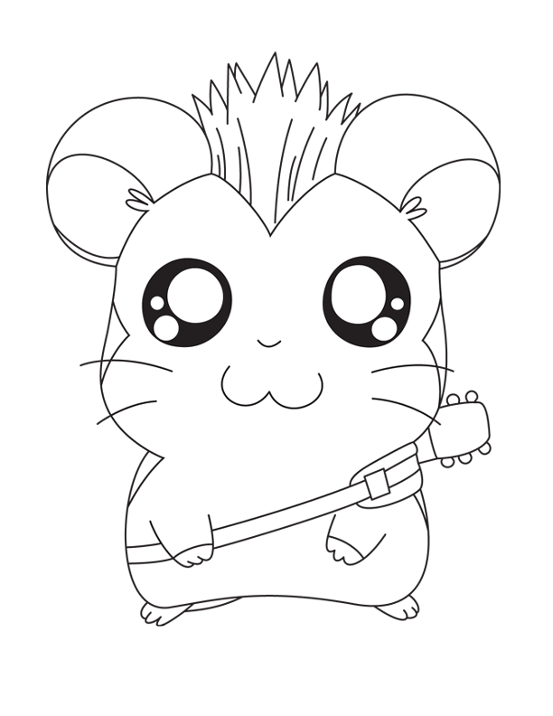 Hamtaro And Guitar Coloring Pages Free: Hamtaro And Guitar