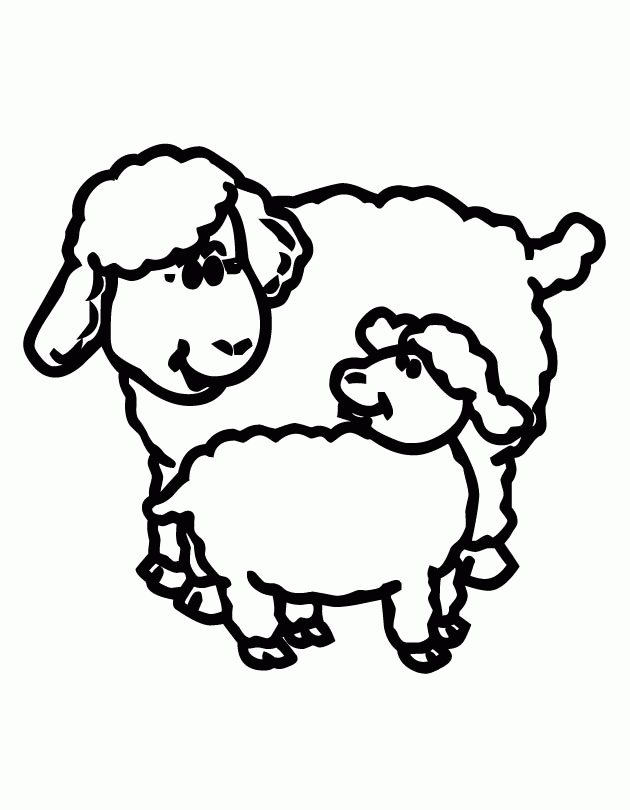 Printable Sheep with lamb coloring page from FreshColoring.